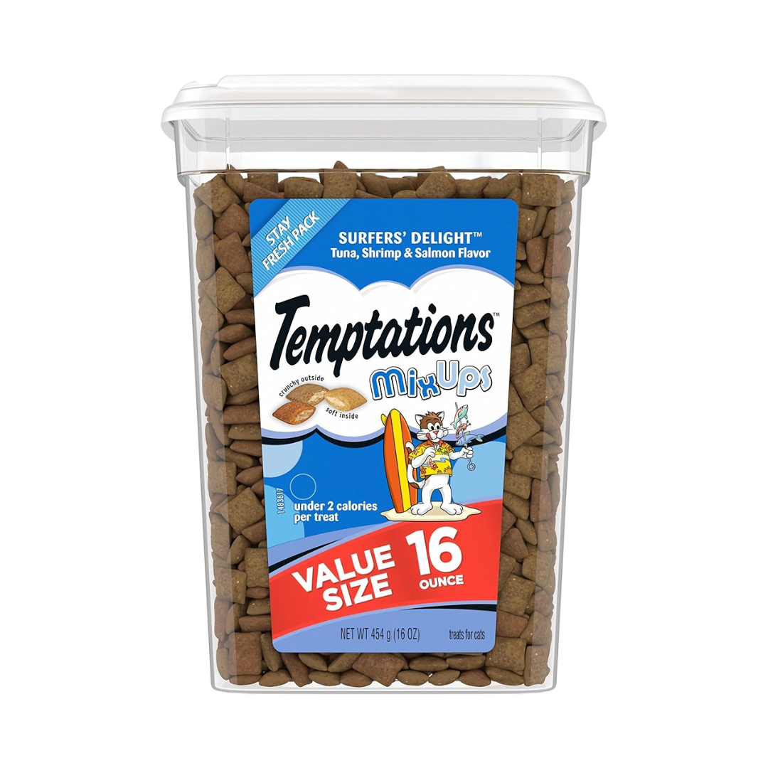 Temptations MixUps Crunchy and Soft Cat Treats Surfer's Delight Flavor, 16 oz