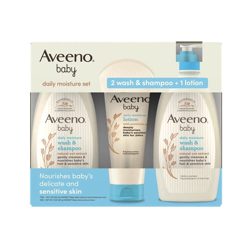 Aveeno Baby Daily Moisture Set – 2 Wash & Shampoo + Lotion with Oat, 44 fl oz